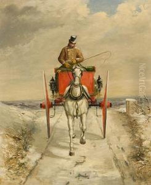 Carriage In The Snow Oil Painting by Henry Jr Alken
