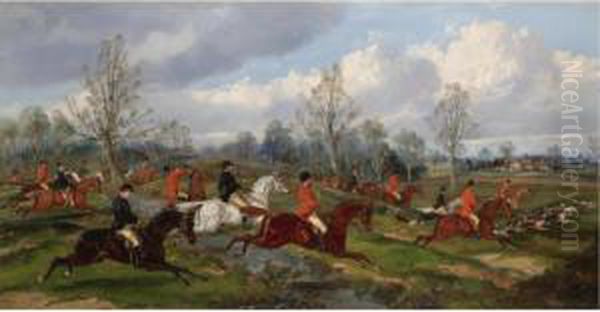 A Hunt In Full Cry Oil Painting by Henry Jr Alken