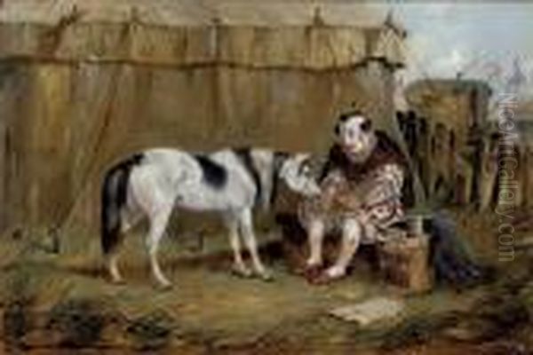 Circus Pony And Clown Oil Painting by Henry Jr Alken