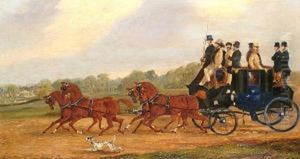 A Mail Coach And Four. Oil Painting by Henry Jr Alken