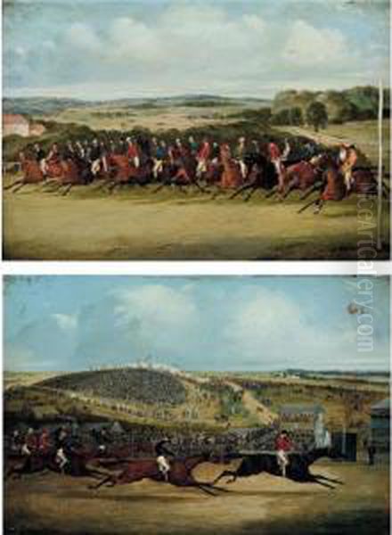 The Start And Finish Of The Epsom Derby 1858 Oil Painting by Henry Jr Alken