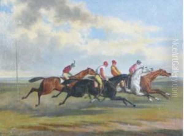 The Epsom Derby; Before The Start And The Finish Oil Painting by Henry Jr Alken