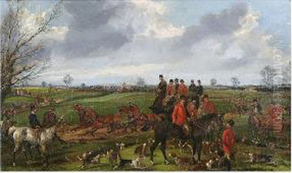 Landscape With Huntsmen And Stage Coach Oil Painting by Henry Jr Alken