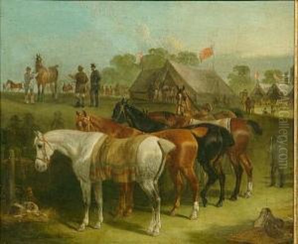 A Horse Fair Oil Painting by Henry Jr Alken