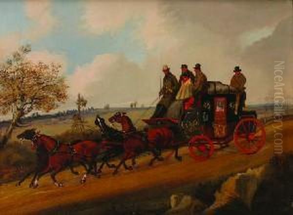 The Exeter To London Coach, A Pair Of Paintings Oil Painting by Henry Jr Alken