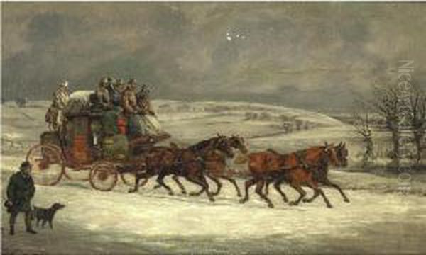 Mail Coach In The Snow Oil Painting by Henry Jr Alken