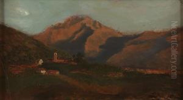 Paese Di Mezza Montagna Oil Painting by Silvio Allason