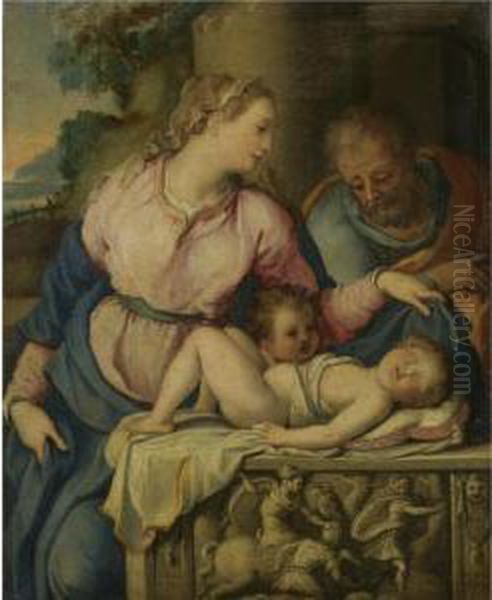 Sold By Order Of The Trustees Of The 2nd Baron Hesketh's Will Trust
 

 
 
 

 
 The Holy Family With The Infant Saint John The Baptist Oil Painting by Alessandro Allori