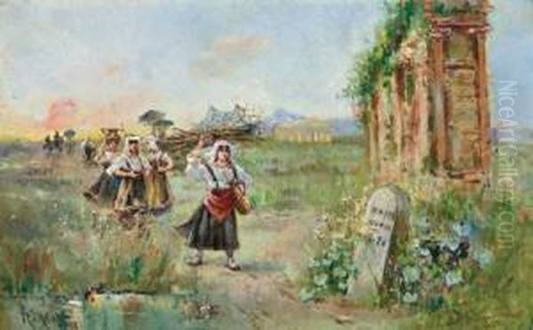 Reges Treiben Auf Der Via Appia Nuova Oil Painting by Robert Alott