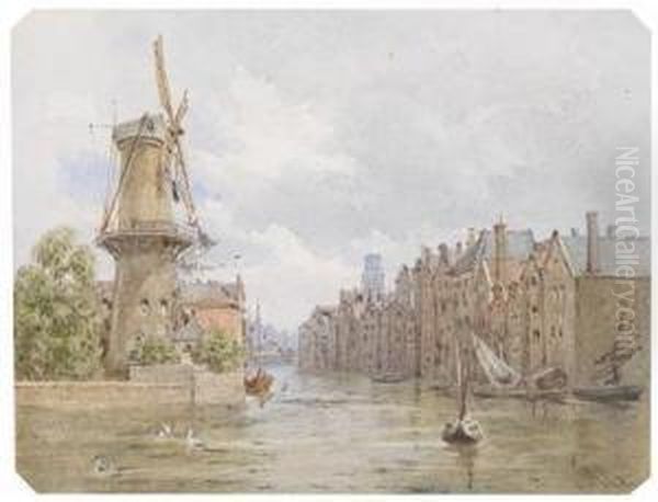 A Canal In Rotterdam Oil Painting by Franz Alt