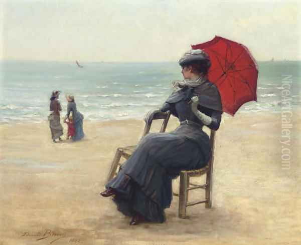 Sitting by the Sea Oil Painting by Edouard Bisson