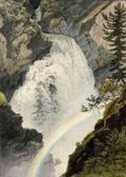 Der Mollfall Am Kniebeisz Bey 
Heiligenblut In Karnthen(lachute D'eau Dite Mollfall Pres De 
Heiligenblut En Carinthie) Oil Painting by Jacob Alt