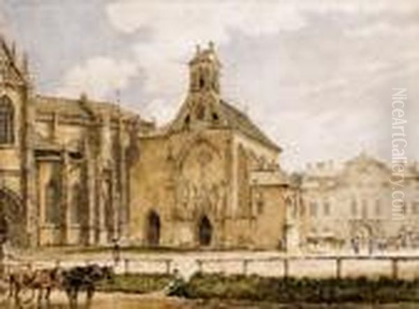 The Main Square Of Kassa 
(kosice) With The St. Elisabeth Cathedral And The St. Nicolaus Chapel, 
With The Archbishop's Palace In The Background And A Coach In The 
Foreground Oil Painting by Jacob Alt