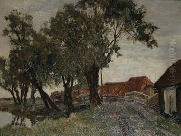 A Road By A Farm Oil Painting by Gerard Altmann