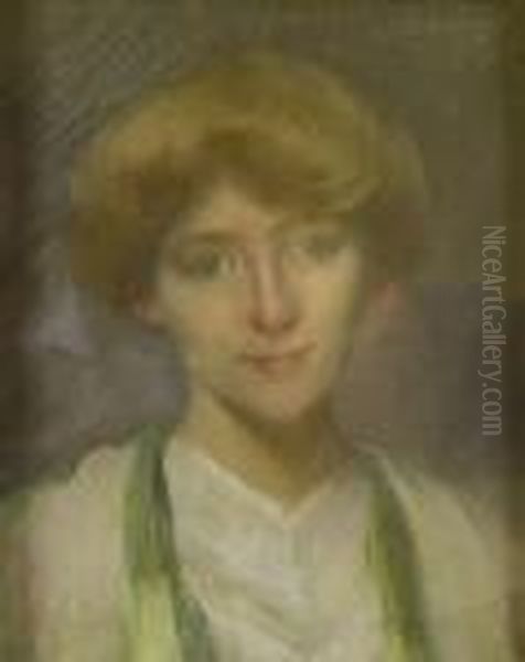 Jeune Femme Rousse Oil Painting by Edmond-Francois Aman-Jean