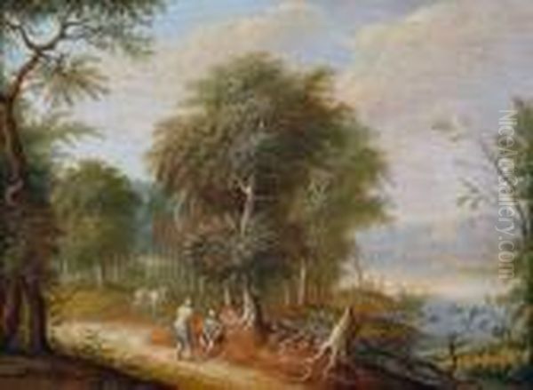 Zwei Flusslandschaften Oil Painting by Edmond-Francois Aman-Jean