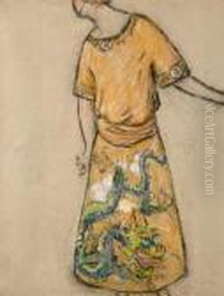 Robe Chinoise Oil Painting by Edmond-Francois Aman-Jean