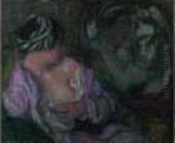 Portrait De Femme Oil Painting by Edmond-Francois Aman-Jean