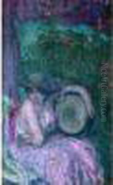  Jeune Femme Au Tambourin Dans Un Paysage  Oil Painting by Edmond-Francois Aman-Jean