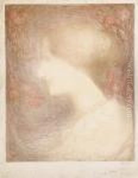 Portrait De Femme De Profil Oil Painting by Edmond-Francois Aman-Jean