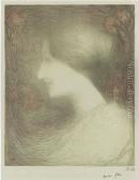 Tete De Femme (johnson 2) Oil Painting by Edmond-Francois Aman-Jean