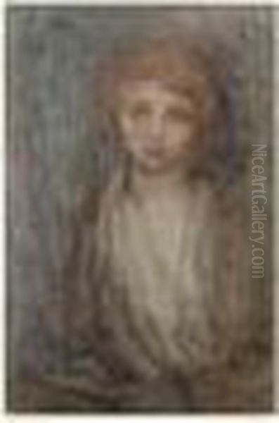 Jeune Femme Esquissant Un Sourire Oil Painting by Edmond-Francois Aman-Jean