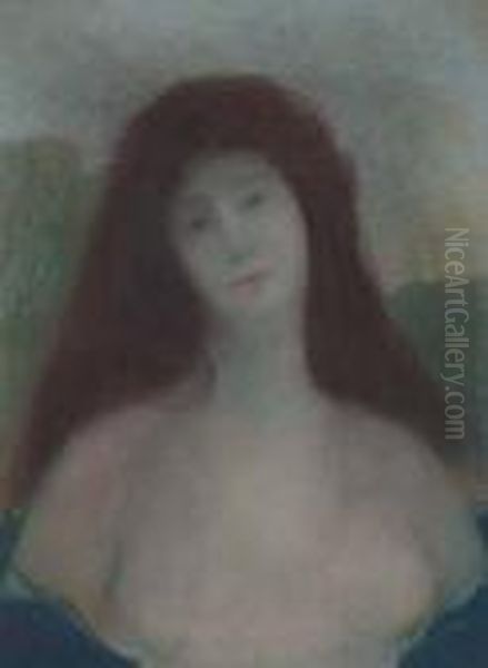 Buste De Femme Oil Painting by Edmond-Francois Aman-Jean