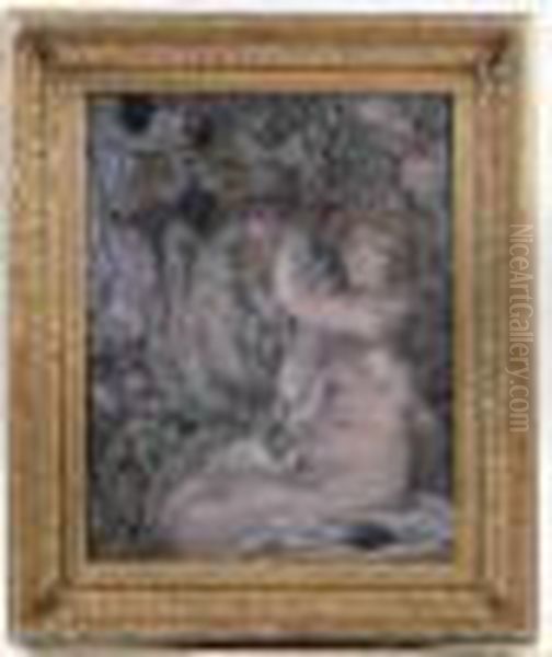 Au Flanc Du Vase, Vers 1921 Oil Painting by Edmond-Francois Aman-Jean