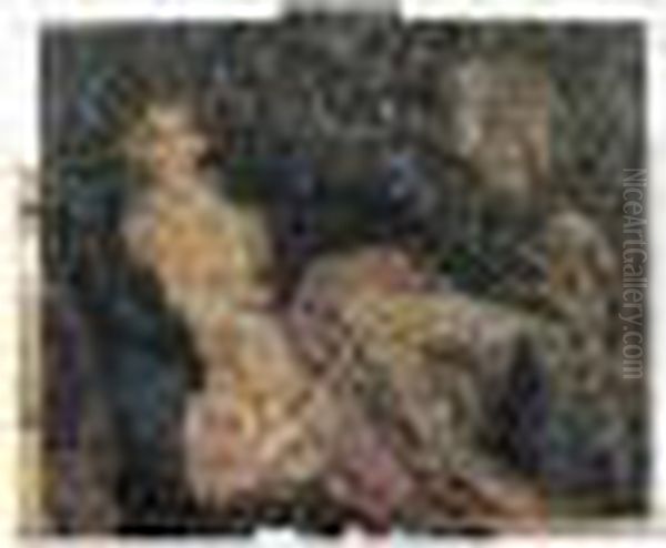 Reverie A La Poupee. Oil Painting by Edmond-Francois Aman-Jean