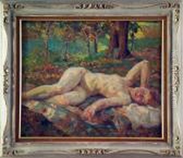 Nudo Di Donna Nel Bosco Oil Painting by Orazio Amato