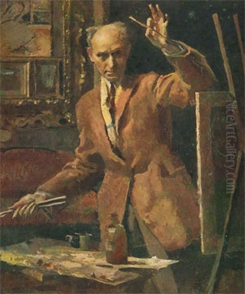 Autoritratto Oil Painting by Giuseppe Amisani