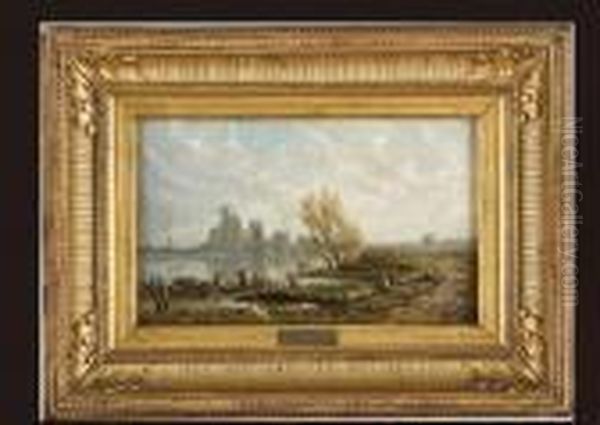 Fishing At The Pond Oil Painting by Auguste-Paul-Charles Anastasi