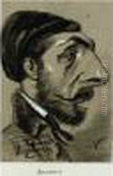 Dessin Au Fusain Et A L'estompe 
Rehausse De Gouache, Signe De L'initiale En Bas A Droite. Oil Painting by Auguste-Paul-Charles Anastasi