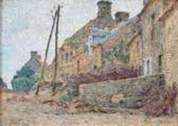 Vieilles Maisons A Lestre-guineville-manche Oil Painting by Emile Ancelet