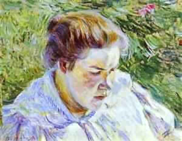 Girl In The Sunlight Study 1897 Oil Painting by Viktor Elpidiforovich Borisov-Musatov