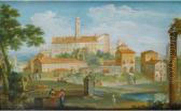 Vue Du Campo Vaccino A Rome Oil Painting by Paolo Anesi