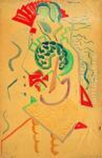 L'eventail Rouge Oil Painting by Francois Angiboult