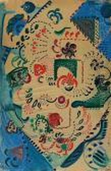 Arabesque Fleurs Oil Painting by Francois Angiboult