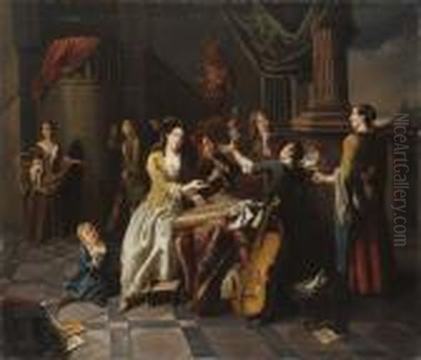 Scenadinterno Con Musicisti Oil Painting by Pieter Angillis