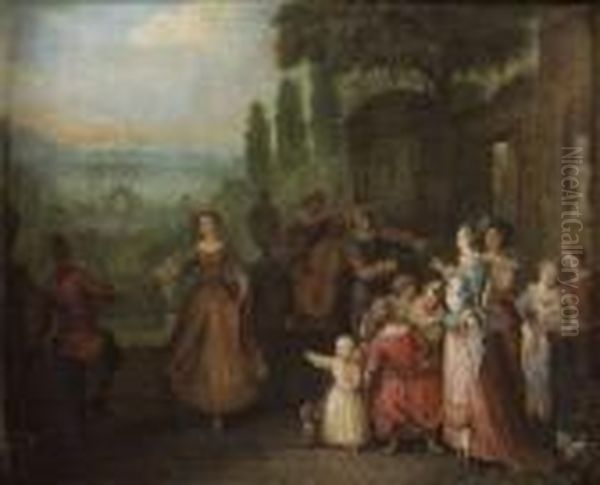 Scene De Concert Sur La Terrasse D'un Palais Oil Painting by Pieter Angillis