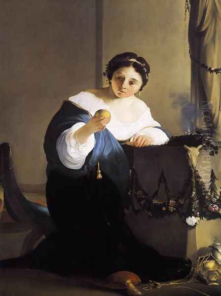 Cydippe with Acontius's Apple c. 1640 Oil Painting by Paulus Bor