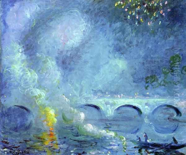 Fireworks, Vernon Bridge Oil Painting by Theodore Butler