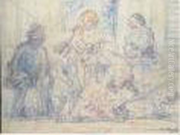 Les Misereux Oil Painting by Charles Angrand