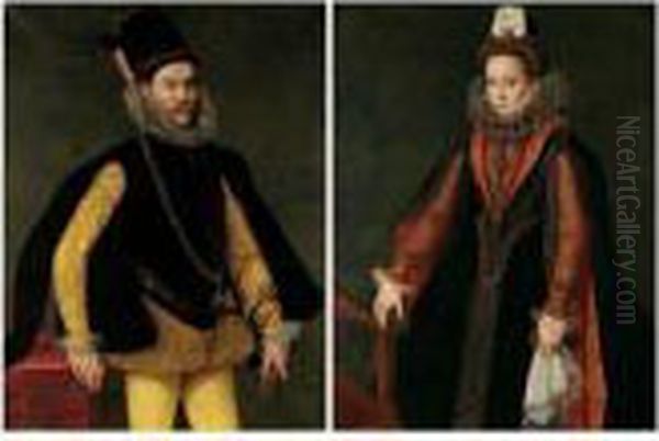 Portrait Of A Nobleman, 
Three-quarter Length Standing, Wearing A Ruff And A Hat, And Holding 
Gloves Oil Painting by Sofonisba Anguissola