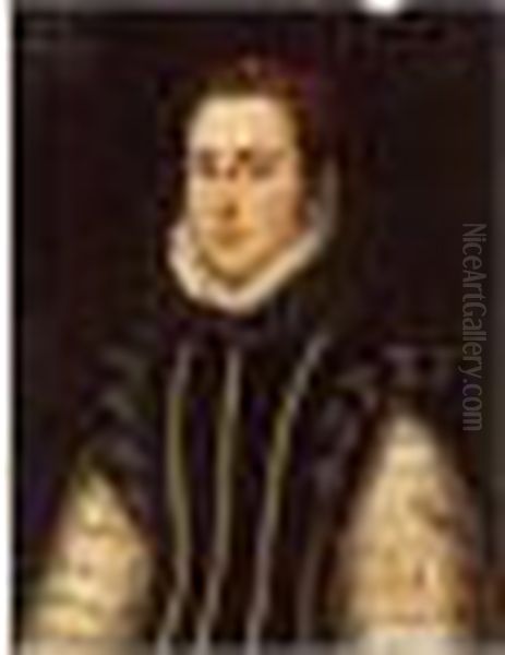 Portrait Of A Lady, Half Length,
 Wearing A Black, Gold-embroidered, Jacket With Slashed Sleeves Oil Painting by Sofonisba Anguissola