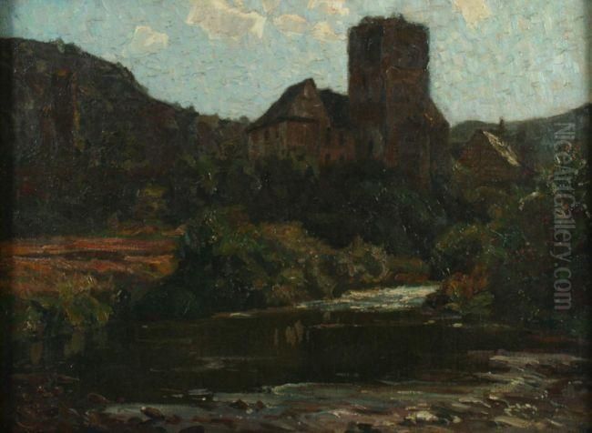 Schlos Langenau Oil Painting by Otto Antoine
