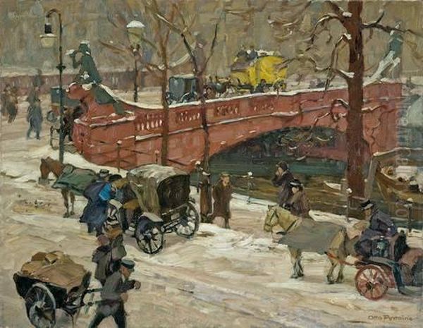 Blick Auf Die Von-der-heydt-brucke In Berlin Tiergarten Oil Painting by Otto Antoine