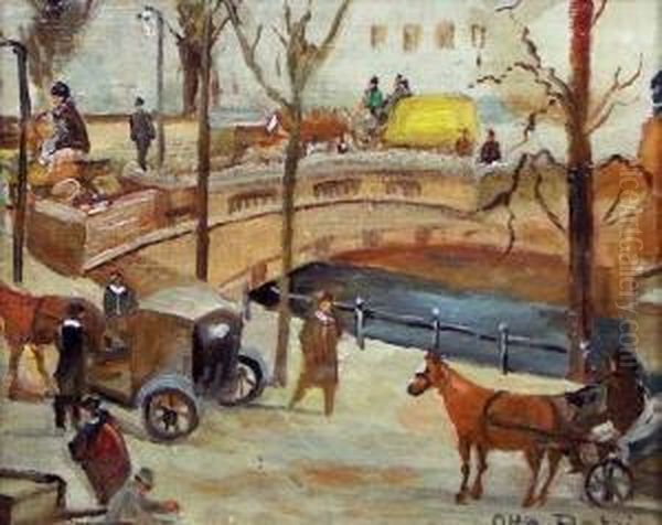 Von Der Heydt-brucke Im Berliner Tiergarten Im Winter Oil Painting by Otto Antoine