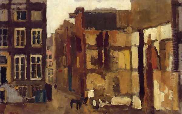 Afbraak hoek Wijde Steeg, Amsterdam Oil Painting by George Hendrik Breitner