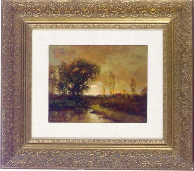 Autumn Landscape At Dusk Oil Painting by Charles P. Appel